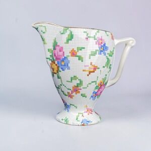 Erphila Windsor Pitcher Small White Multi Good Pixel Floral Germany 6424/2